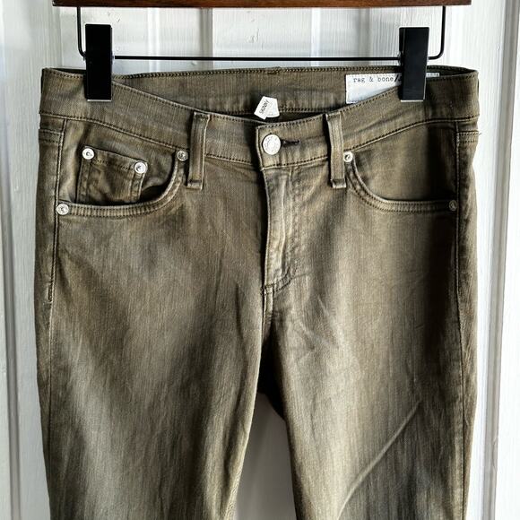 Rag & Bone Skinny Jeans Dist Army Green Stretch Denim - Picture 3 of 10